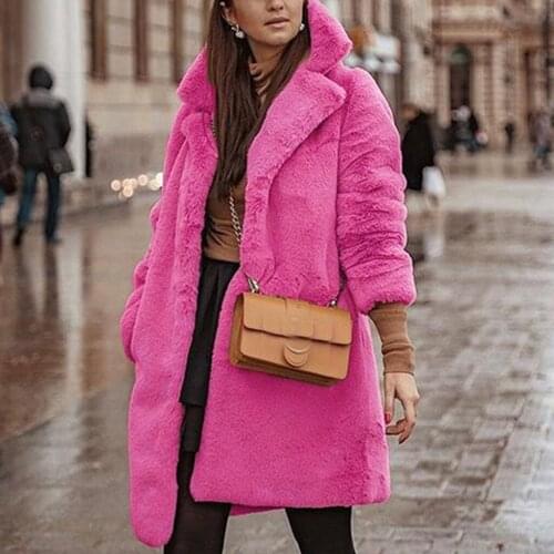 Winter Women High Quality Faux Fur Coat Luxury Long Fur Coat Loose Lapel OverCoat Thick Warm Plus Size Female Plush Coats#G7