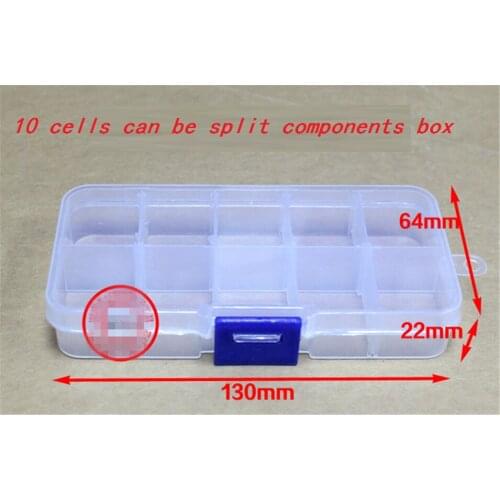1Pcs Parts box, electronic parts box, multi-function storage box, you can split the free adjustment 10 lattice Parts box