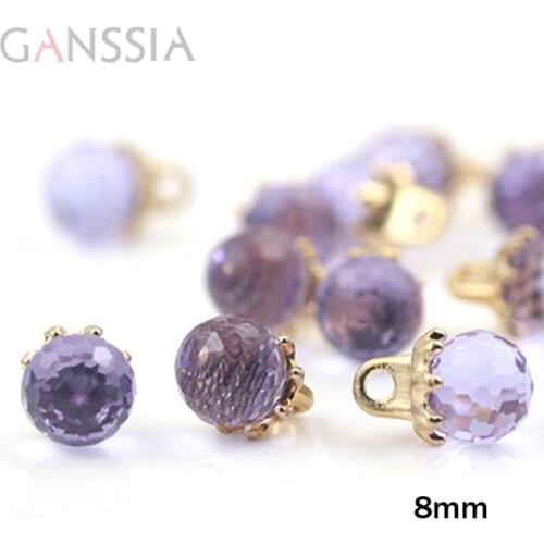 10pcs/lot Size:8mm Light Purple Imitation Crystal Round Buttons DIY Scrapbooking Garment Embellishment buttons. (SS-98-8)