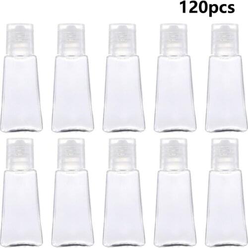 120pcs 30ml Trapezoidal Empty Hand Sanitizer Bottles Refillable Plastic Container Transparent Gel Bottle