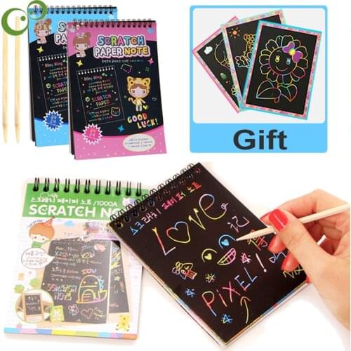 2Pcs Scratch Note Childrens Creative DIY Scratch Painting Colorful Graffiti Notebook Creative Environmental Friendly Puzzle GYH