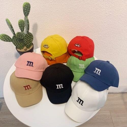 2021 Sunscreen Baby Hat Hip Hop M Letter Embroidered Cute Kids Caps 1-3Y Candy colors fashion baby Baseball Cap