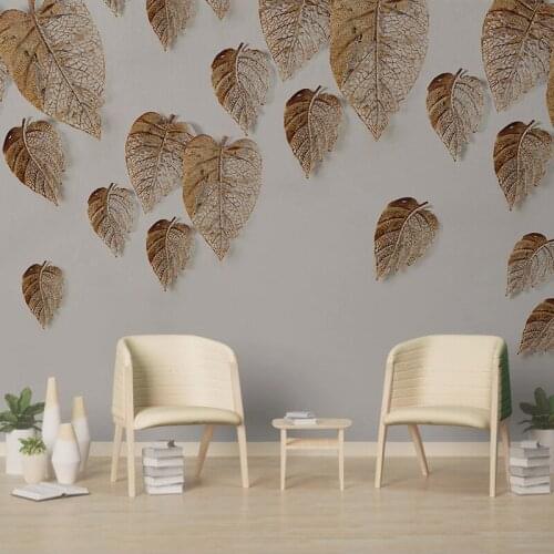 Custom 3D Wallpaper Hand Painted Golden Leaves Photo Background Wall Painting Living Room Bedroom Kitchen Decor Mural De Parede
