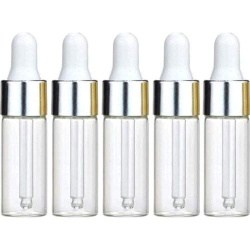 50pcs Clear Glass Dropper Bottles Mini Essential Oil Vials with Glass Eye Dropper Empty Cosmetic Lotion Sample Bottles
