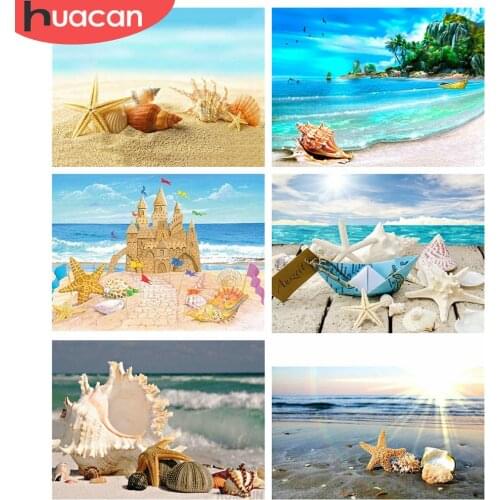 HUACAN 5d Diamond Painting Seaside Landscape DIY Diamond Embroidery Beach Mosaic Cross Stitch Summer Home Decor