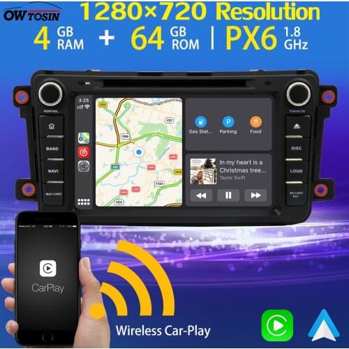 8" 1280*720P Android 10 Car DVD Multimedia Player PX6 4G+64G GPS Radio TDA7850 For Mazda CX9 2009-2015 5*USB HDMI Bluetooth 5.0