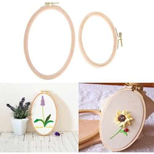 Bamboo Embroidery Hoop Frame Oval Embroidery Hoop Ring Cross Stitch Kits DIY Needlecraft Household Sewing Tool