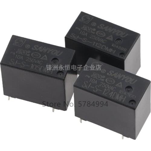 10PCS NEW SJ-S-105DMH SJ-S-112DMH SJ-S-124DMH 5VDC 12VDC 24VDC 10A 250VAC Relay 4PIN