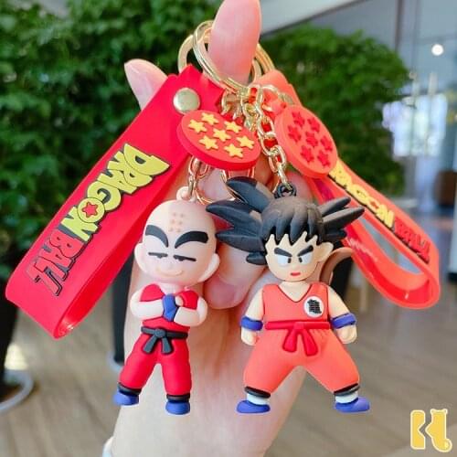Anime Super Saiyan Figure Model Keychain Cute PVC Dolls Creativity Cartoon Bag Pendant Super Saiyan Car Key Chain Decoration