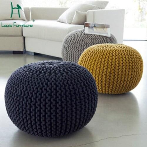 Louis Fashion Bean Bag Sofas Nordic Hand Woven Pun Simple and Washable Creative Pad, Living Room for Shoes Stool