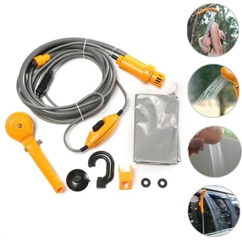 Portable Camping Shower 12v Electric Outdoor Water Bags Car Washer 12v Camping Bath Shower Bag Pump For Camping Outdoor Hiking