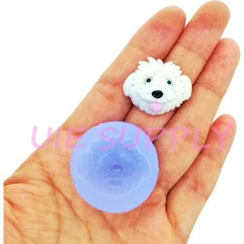 DYL914U 26.0mm x 21.3mm Cute Dog Head Silicone Mold Fondant Cake Decoration Craft Resin Clay Art Earrings Necklace Pendant DIY