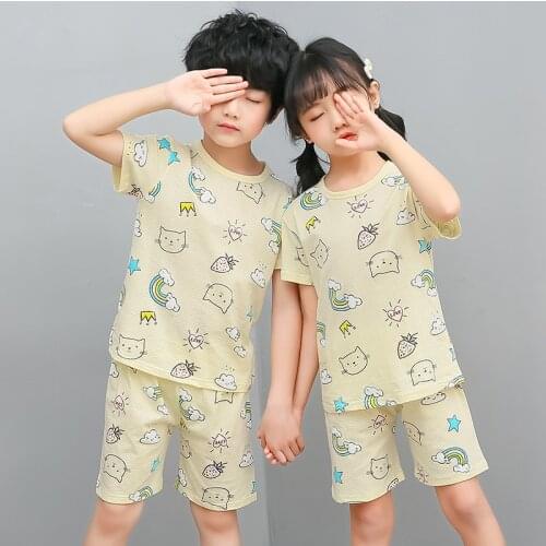 100 Cotton Breathable Tracksuits Unicorn Pajamas Cartoon Pyjamas Kids Teenager Girls Floral Pajama sets Childrens Pajamas