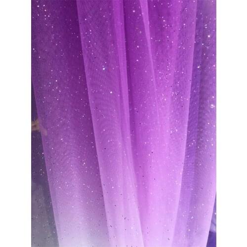 Purple Fade Color Mesh Lace Fabric Gradient With Glitters Bronzing DIY Dress Curtainer Decoration Craft Material