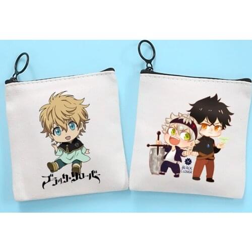 Black Clover Anime Japan Manga Asta Canvas Coin Purse Coin Purse Collection Canvas Bag Small Wallet Zipper Key Bag Hand Gift