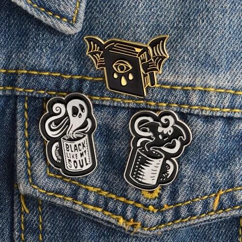 Personality Denim Ghost Demon Badges Punk Brooch Enamel Pin Metal Broches for Women Badge Pines Metalicos Brosche Accessories