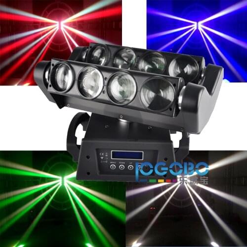 China Electronics Market 8x10W Professional DMX512 Spider Beam LED Stage Theater Sound Active MovingHead Strobe Party Show Lamp