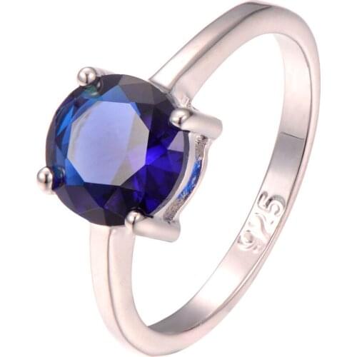 Blue Crystal Zircon 925 Sterling Silver Wedding Party Fashion Design Romantic Ring Size 5 6 7 8 9 10 11 12 PR24