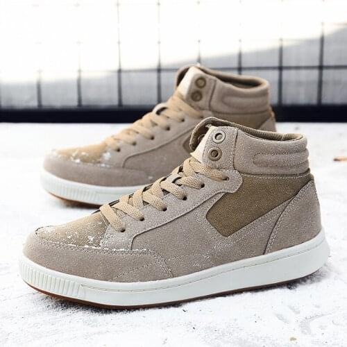 High Top Winter Board Male Sneakers Keep Warm Plush Men Running shoes Lace Up Anke Canvas Sport Boot Thick Men Winter Shoe 48 49