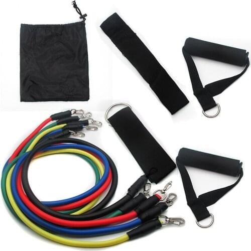 11 Pcs/ Set Latex Tube Resistance Bands Elastic Bands Exercise Workout Fitness Rope Pull Up Chest Expander Strengthen Muscles