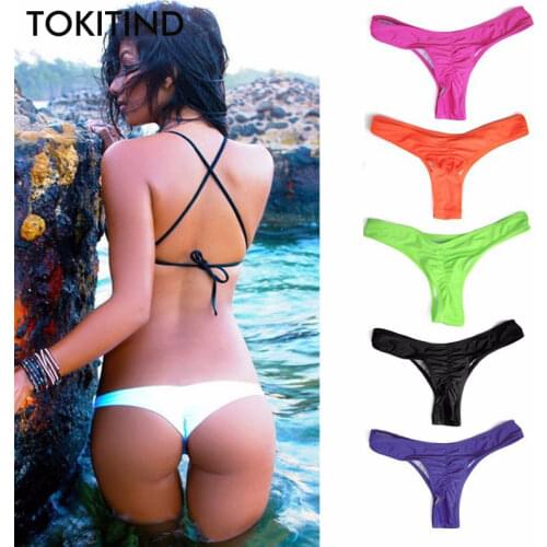 TOKITIND 2020 Cheeky Bottom Sexy Brazilian Mini Thong V Shape G-String Bikini Beach Underwear Swimwear Briefs Swimsuit Panties