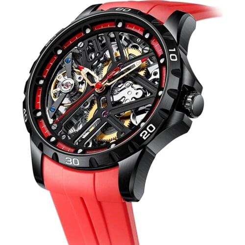 Mechanical Watch Men Automatic Steampunk Mens Skeleton Watches Luxury Transparent Vintage Sport Wristwatch Male AILANG 8826G