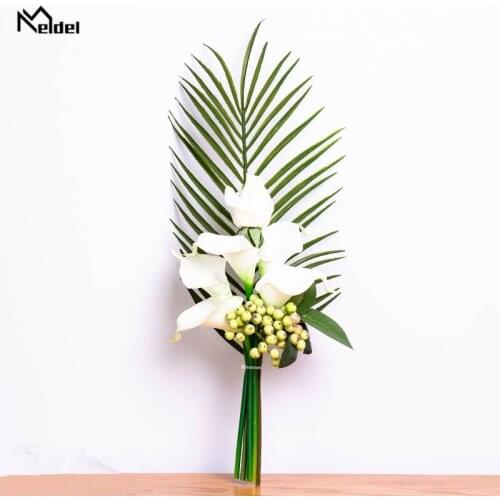 Meldel Wedding Bouquet Flower Bridal Bouquet Artificial Flower Silk Rose Calla Lily Forest Bridesmaids DIY Home Wedding Supplies