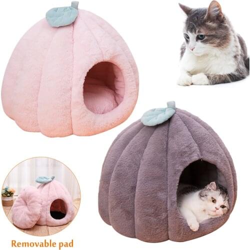 Pet Cat Dog Cute Nest House Bed Mat Warm Soft Removable Kennel Nest Pet Basket Funny Fruit Pumpkin Bed House For Kitten Puppy
