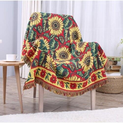 Multi-Function Soft Dasiy Throw Blankets Fringed Cotton Woven Knit Bed Couch Sofa Chair Towel for Home Decor Office Travel