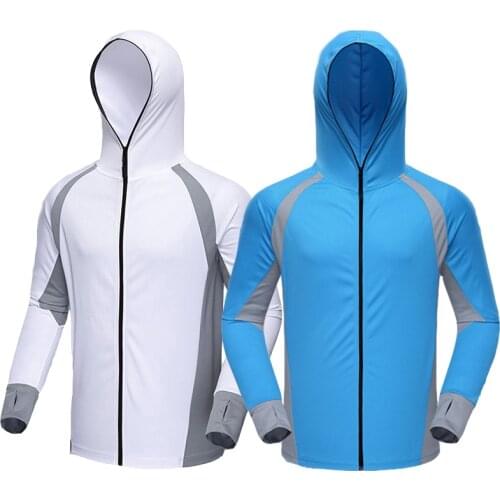 Men Anti UV Hooded Cycling Hiking Fishing Jackets Quick Dry Long Sleeve Breathable Running Fishing Sports Shirts