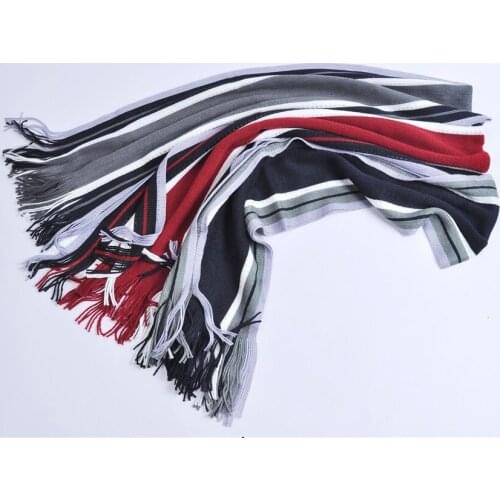 New Fashion Accessories Neckerchief Cotton Scarf Striped Long Autumn Winter Thick Warm Tassel All-matched Scarf