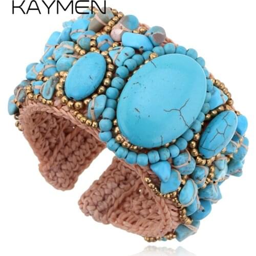 New Fashionable Cuff Bracelet Crystals and Wax-rope Handicraft Statement Knitting Bangle for Women & Wedding, Party Jewelry