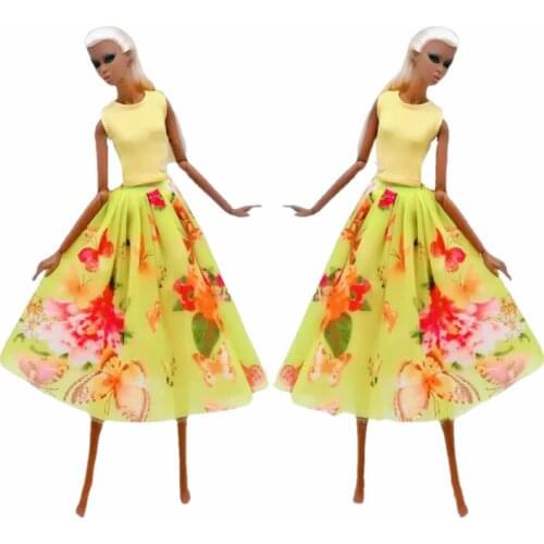 11.5" Doll Clothes Yellow Floral Shirt Top Butterfly Skirt Fashion Outfits For Barbie Dress 1/6 BJD Dolls Accessories Kids Toys