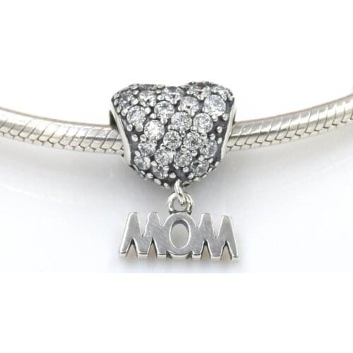 Mothers Day Gift Authentic 925 Sterling Silver Heart Love Mom Pendant Necklace Fine Jewelryf or Women Lady