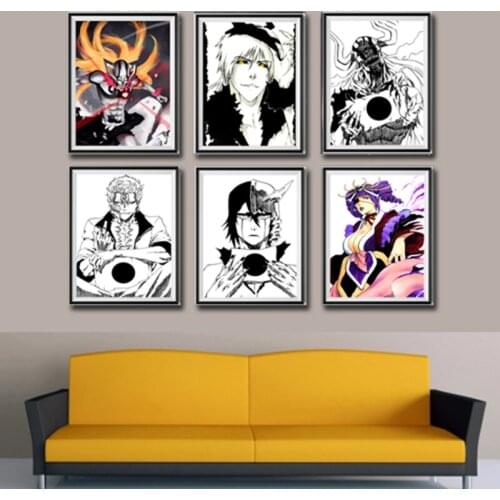 Hollow Ichigo Katen Wolf Grimmjow Ulquiorra Illustration Gallery Fabric Anime Wall Art Prints,8 x 10 Inches,No Frame,Set of 6
