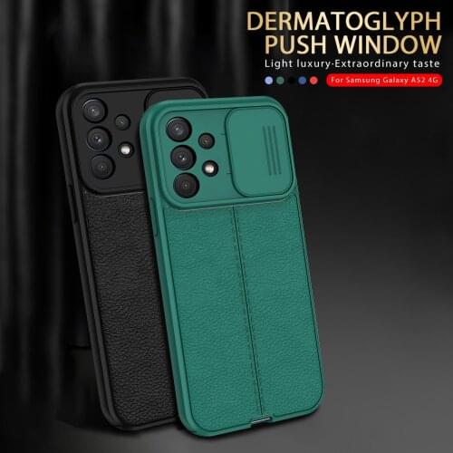 Anti-Fall Shockproof Case For Samsung A 32 52 72 5G Lychee Pattern Sliding Lens Cover For Galaxy A 20 30 50S 02 12 22 4G Coque
