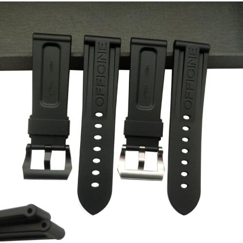 High quality 24mm Nature rubber watch strap For LUMINOR 1950 Men Watch PAM441/312/0359/351panerai Bracelet Watch band Watchband