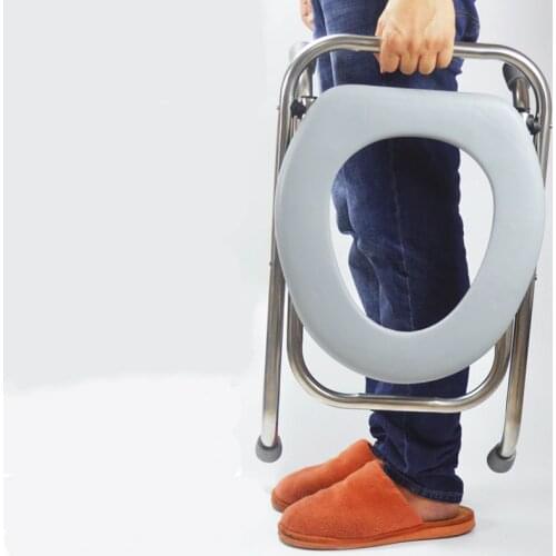 Stainless Steel Foldable Potty Chair Simple Portable Old People Commode Chair Household Movable Safe Pregnant Woman Potty Stool