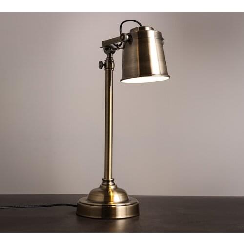 Modern Study Bronze Metal Table Lamp Retro Adjustable Mechanical Arm Office Bedroom Bedside Table Light Free Shipping
