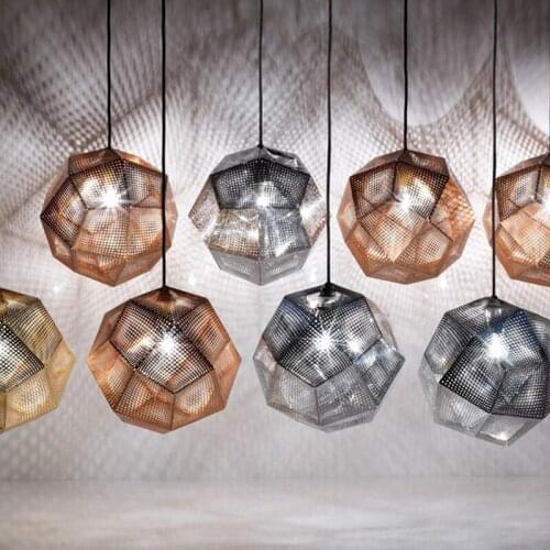 Modern Replica of Web Etch Geometry Golden Brick Pendant Light Light Shadow For Living Study Kitchen
