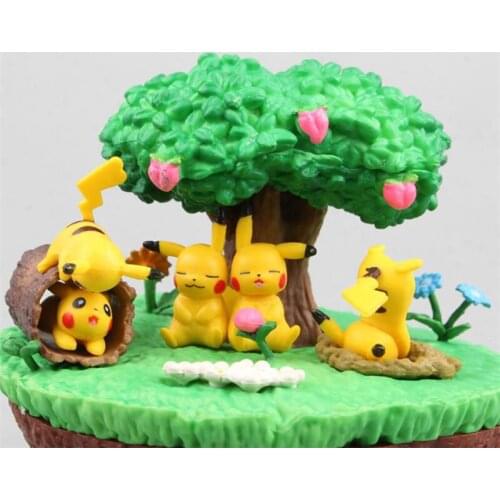 Takara Cute Anime Pikachu in the Sunny Forest Ball POKEMON Figure Model Toys Ball with Pikachu Action Figure Toys Gifts