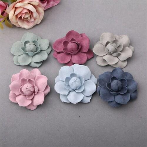 Trendy handmade Microfiber Fabric Flowers 30PCs DIY Ornament Accessories Button Patch Girls Hair Jewelry Clips Wedding Decor