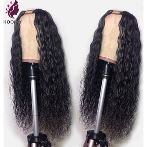 U Part Human Hair Wigs Glueless Cheap Water Wave Human Hair Wigs For Women 150% Density Malaysian Remy Human Hair Wigs For Women