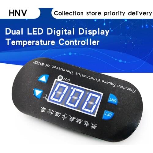 XH-W1308 Adjustable Dual LED Digital Display Temperature Controller Thermostat Switch DC 12V AC 110V-220V Cool Heat Sensor Red