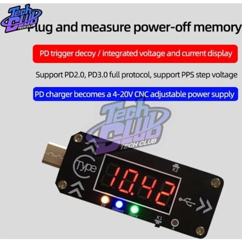 XY-WPDT Type-c PD Quick Charge Trigger Module DC Digital Display Voltage Current Meter Tester Support PD2.0 PD3.0 Protocol