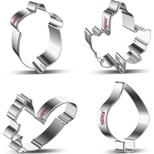 ZADE Fall Animal Cookie Cutter Squirrel,Leaf,Acorn,Biscuit / Fondant / Bread / Pastry Cutters - Stainless Steel