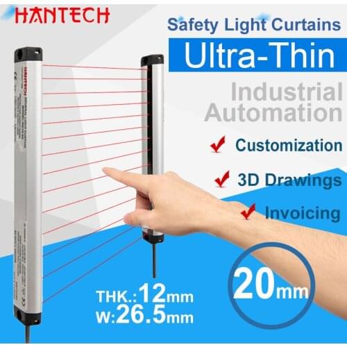 Safety Light Curtains 20mm Infrared Sensor Grating Industrial Automation Protect Transistor Ultra-Thin 24V Factory Customization