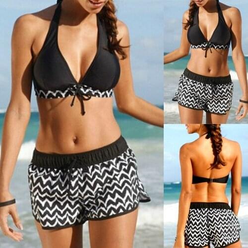 Women Tankini Sets Two Piece Bikini Sets With Surfing Shorts Swimwear Female Swim Bathing Suit Biquini Mujer Dropshipping