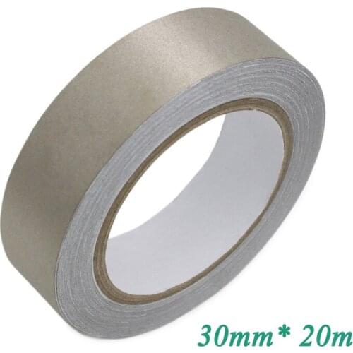 1x 30mm* 20 meters Single Sided Adhesive Silver Conductive Fabric Cloth Tape for EMI Shielding Keyboard Repair