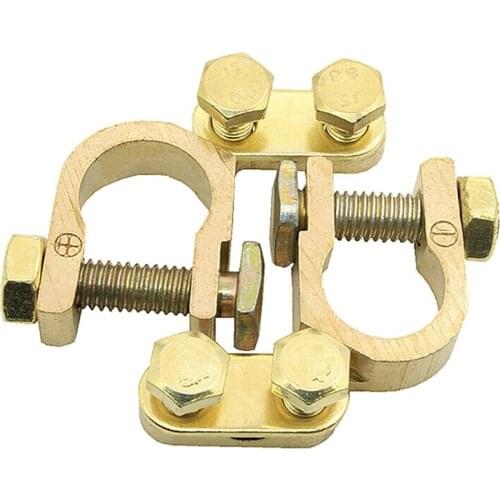 1 Pair Car Battery Terminal Clamp Connection Trim Positive Negative Brass Cable